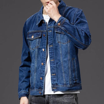 Men’s Denim Jacket – Structured Fit – Button Front – Chest & Side Pockets