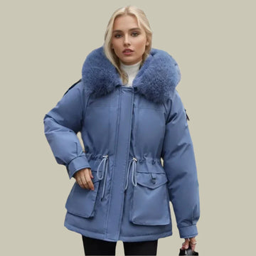 Furry hoodie winter parka jacket for women