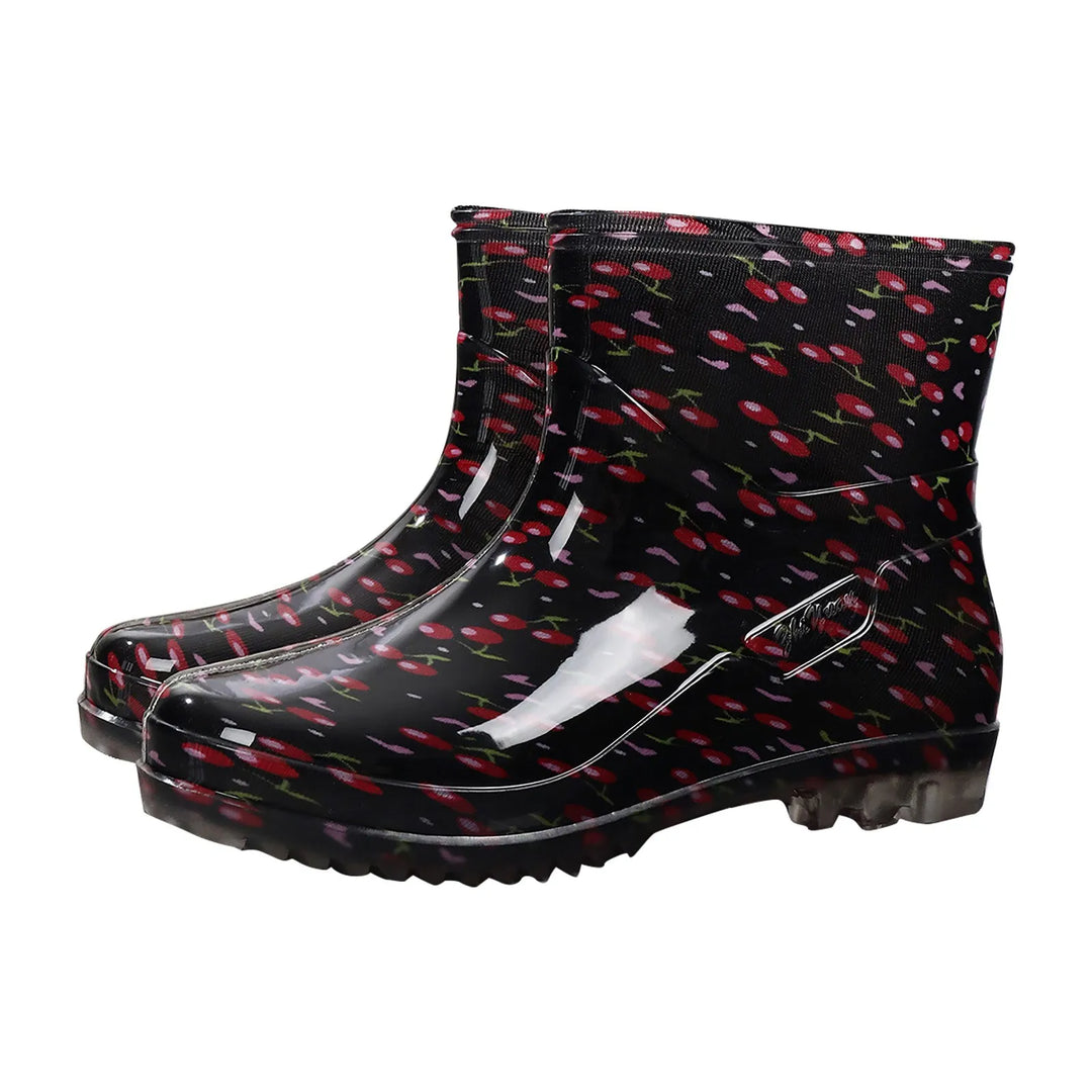 Women’s Wellington Boots – Waterproof Rubber – Mid-Calf – Printed – Slip-On Grip Sole
