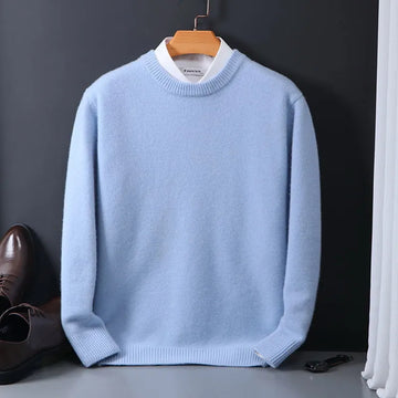 Pull-over ribbed cuffs knit sweater for men