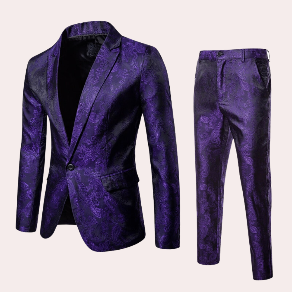 2-piece dark pattern suit for men