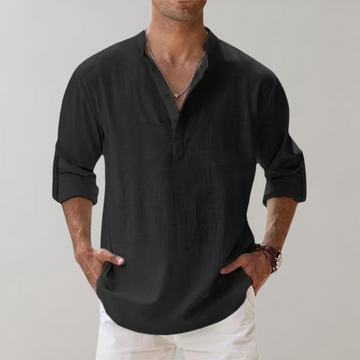 Long-sleeve v-neck summer shirt for men