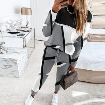 Geometric loungewear 2-piece set for women