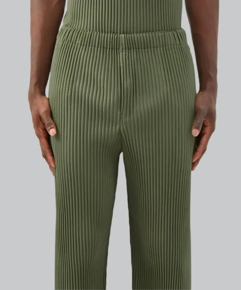 Tapered miyake pleated pants for men