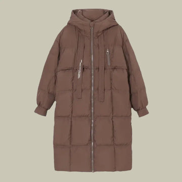 Long quilted hoodie winter jacket for women