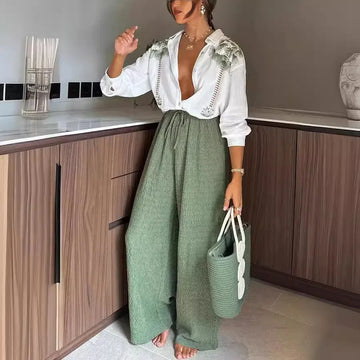 Women's Casual Two-Piece Printed Pants Set for Spring