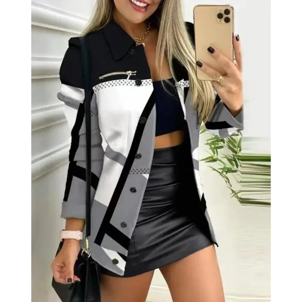 Women’s Jacket - Woven Blend - Slim Fit - Mid-Thigh Length - Lapel Collar