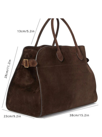 Suede double handle spacious bag for women