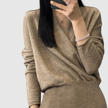 Women’s Sweater – Knit Wrap Style – Relaxed Fit – Ribbed Waist – Long Sleeve