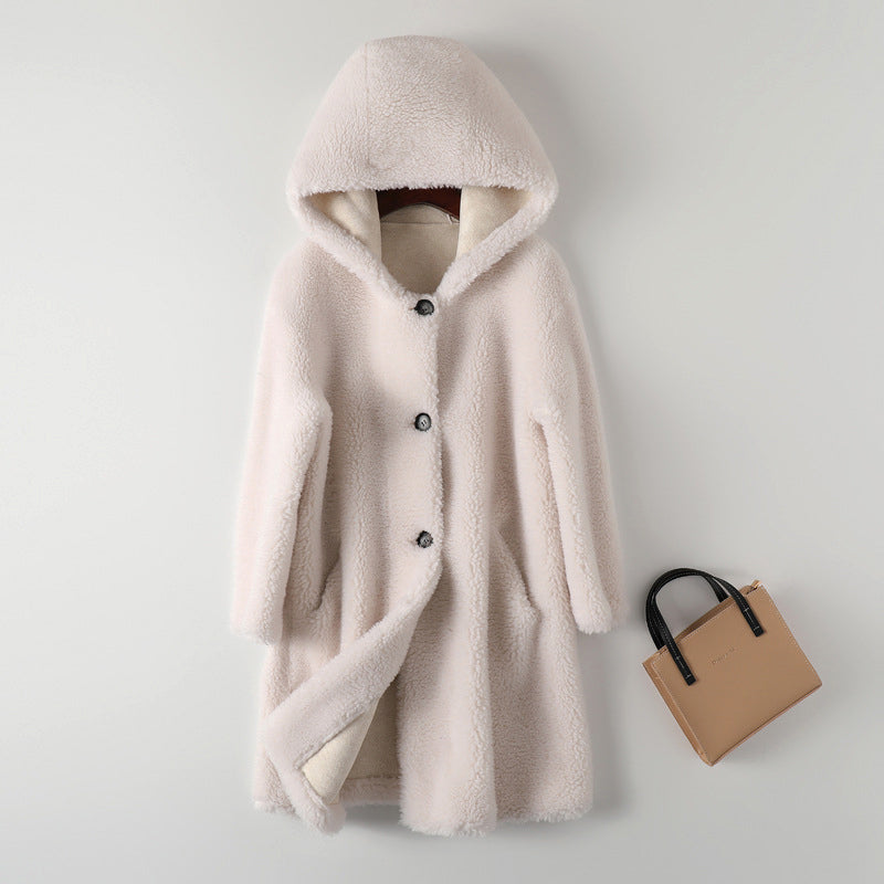 Women’s Teddy Coat – Oversized Fit – Hooded – Button Front – Mid-Length Warm Outerwear
