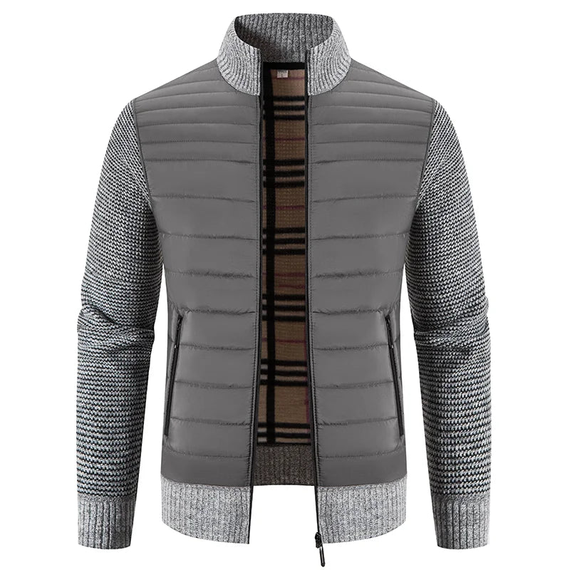 knitted fleece sweater jacket for men