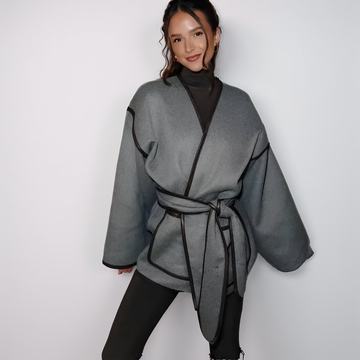 Belted kimono coat for women