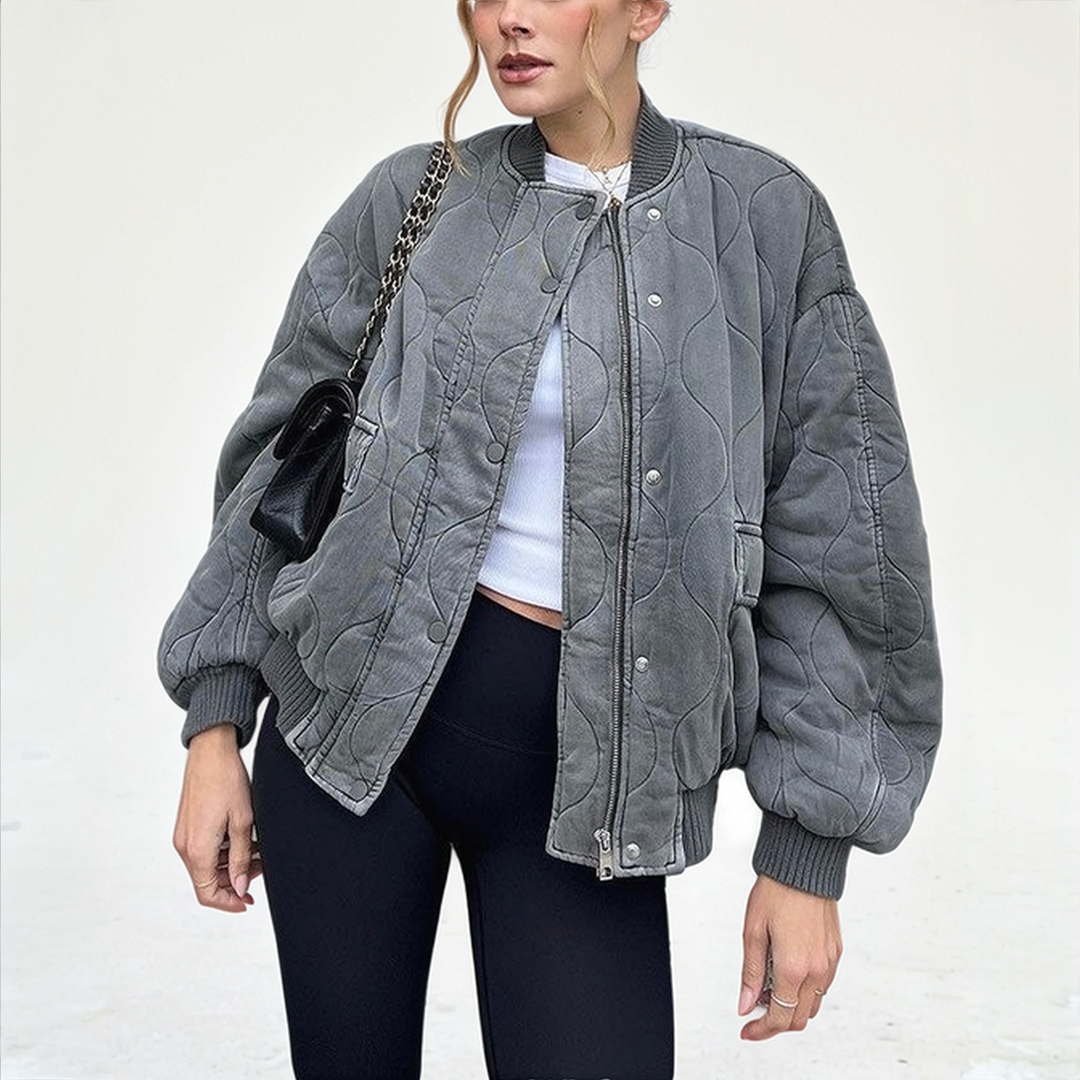 Aesthetic loose bomber jacket for women