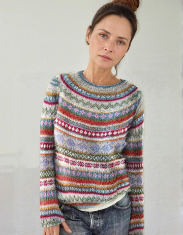 Women's Knit Striped Round Neck Loose Pullover Sweater