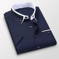 Men's button down short sleeve collared shirt in a regular fit. A classic, versatile men's shirt.