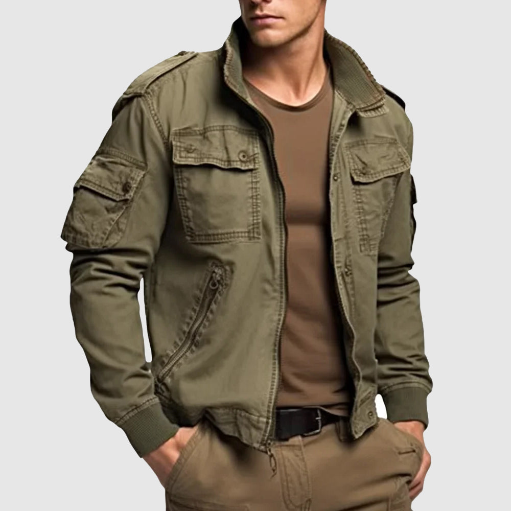 Men’s Bomber Jacket – Cotton Blend – Relaxed Fit – Ribbed Trim – Utility Pockets