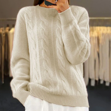 Pullover classic cable knit sweater for women