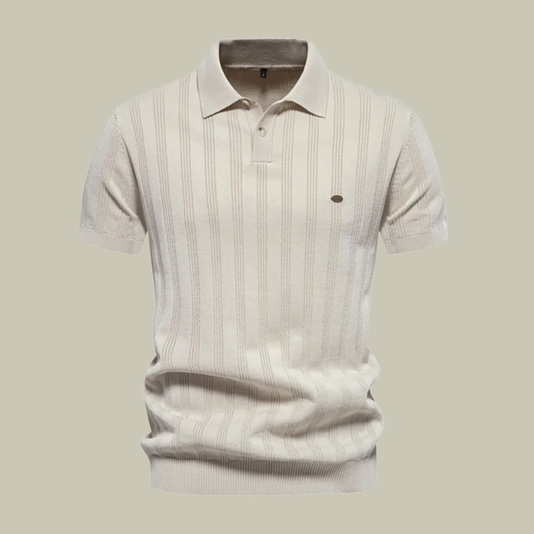 Men’s Polo Shirt – Slim Fit – Ribbed Knit –  Short Sleeve Casual