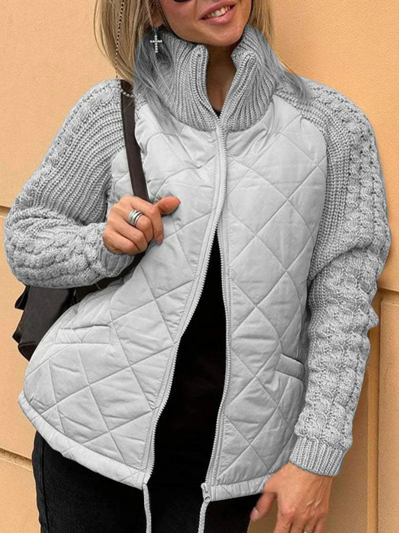 Quilted knit full zip jacket for women