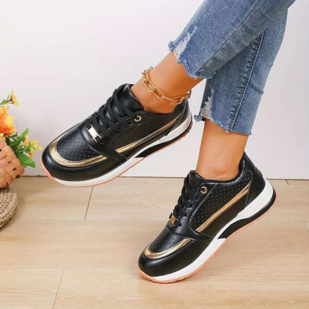 Isabella Leather Orthopedic Walking Shoes | Lace-Up Cushioned Shoes