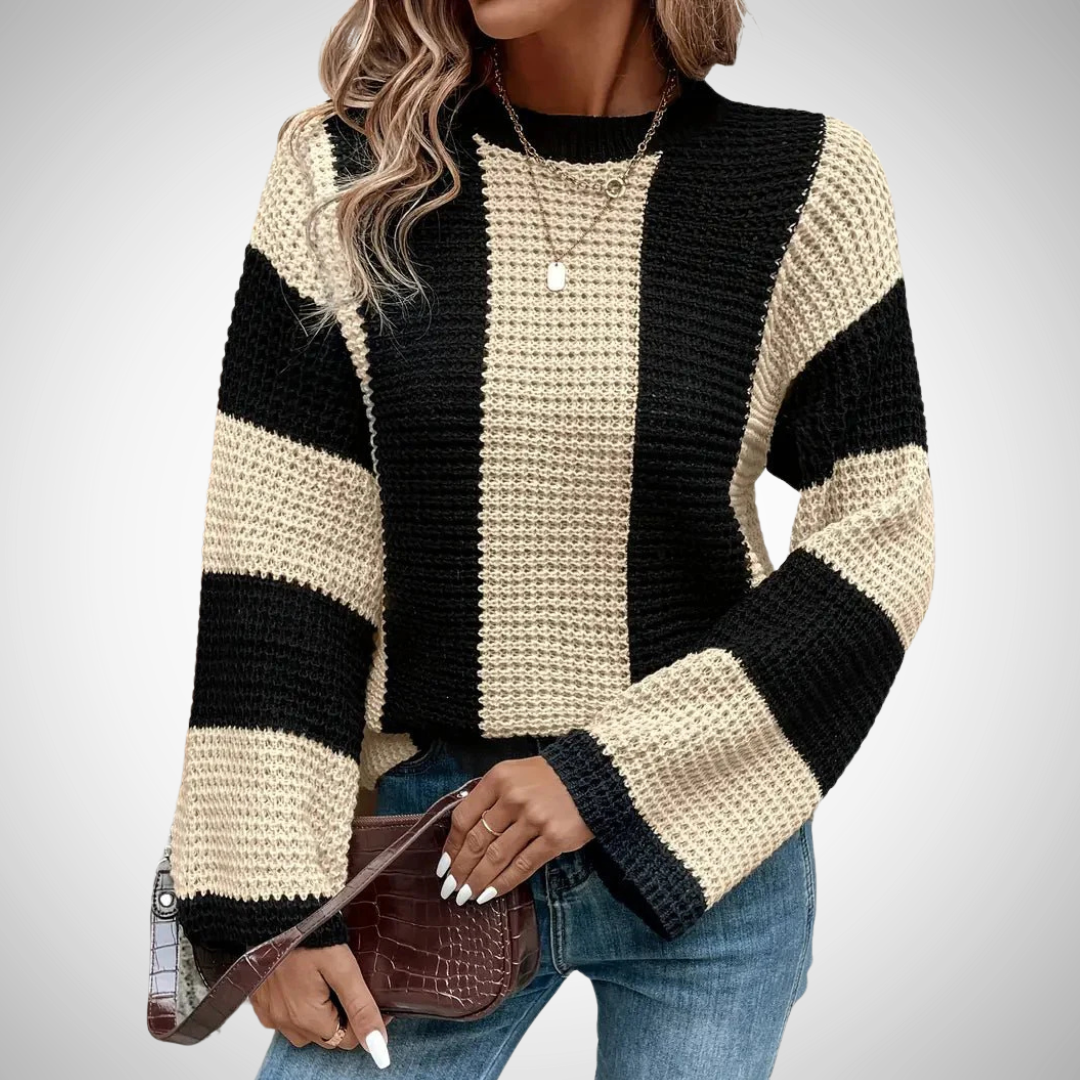 Bold striped knitted sweater for women