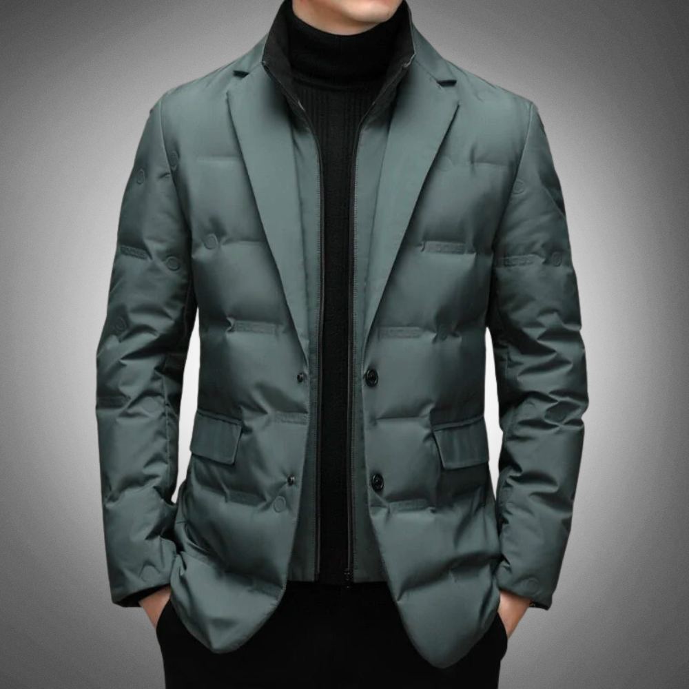 Men’s Quilted Blazer Jacket – Tailored Fit – Notched Lapel – Button Closure – Smart Casual