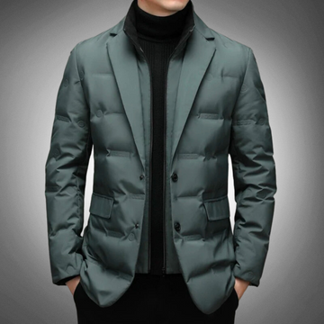 Men’s Quilted Blazer Jacket – Tailored Fit – Notched Lapel – Button Closure – Smart Casual