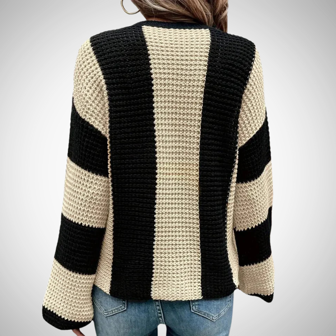 Bold striped knitted sweater for women