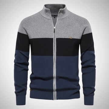 Zipped knitted cardigan for men