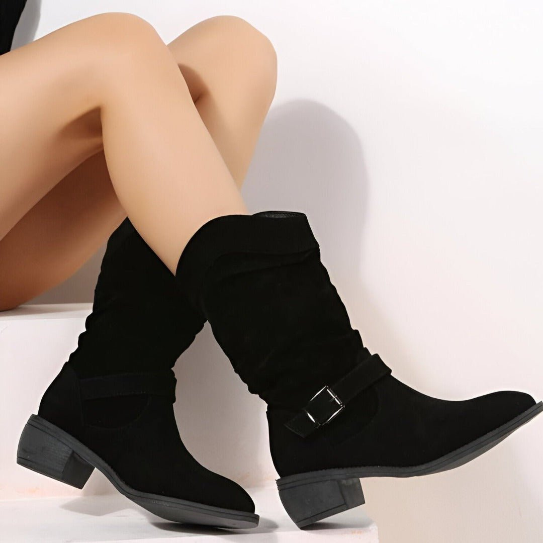 Low barrel style boots for women