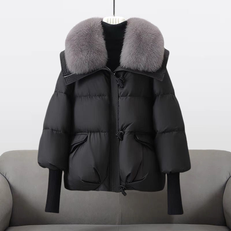 Women’s Puffer Jacket – Oversized Fit – Faux Fur Collar – Quilted – Toggle Closure
