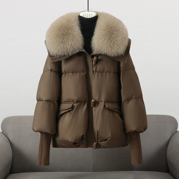 Women’s Puffer Jacket – Oversized Fit – Faux Fur Collar – Quilted – Toggle Closure