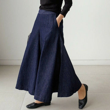 Women’s Maxi Skirt – High Waist – A-Line Fit – Breathable Blend – Side Pockets