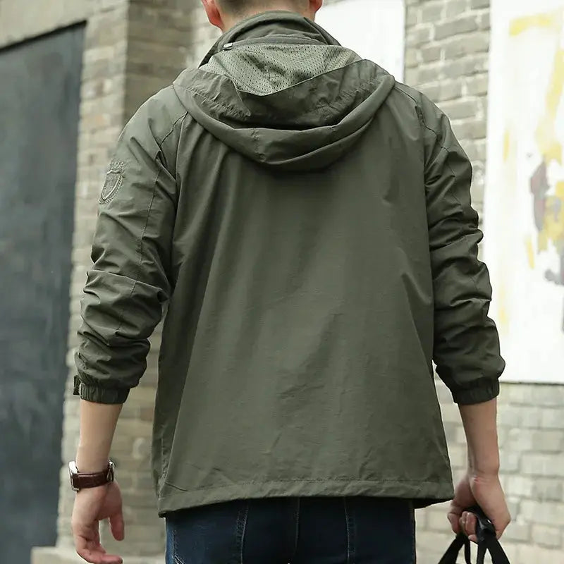 Men's casual autumn jacket, lightweight breathable all-season outerwear, modern everyday style.
