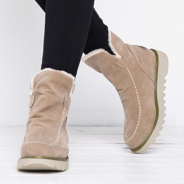 Fur lining ankle snow boots for women