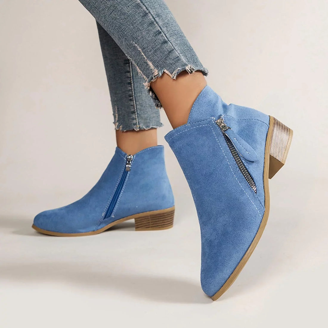 Women’s Leather Ankle Boots - Side Zipper - Comfortable Fit