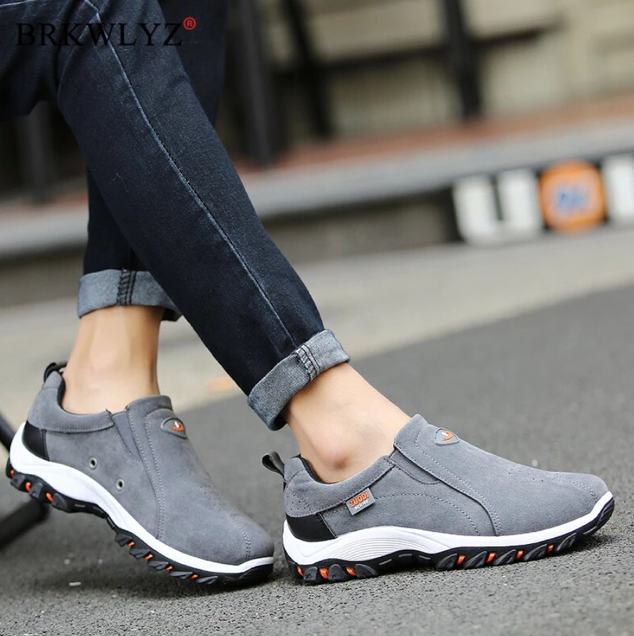 Men’s Orthopaedic Hiking Shoes - Supportive Slip-On - Deep Tread Grip Comfortable Wear