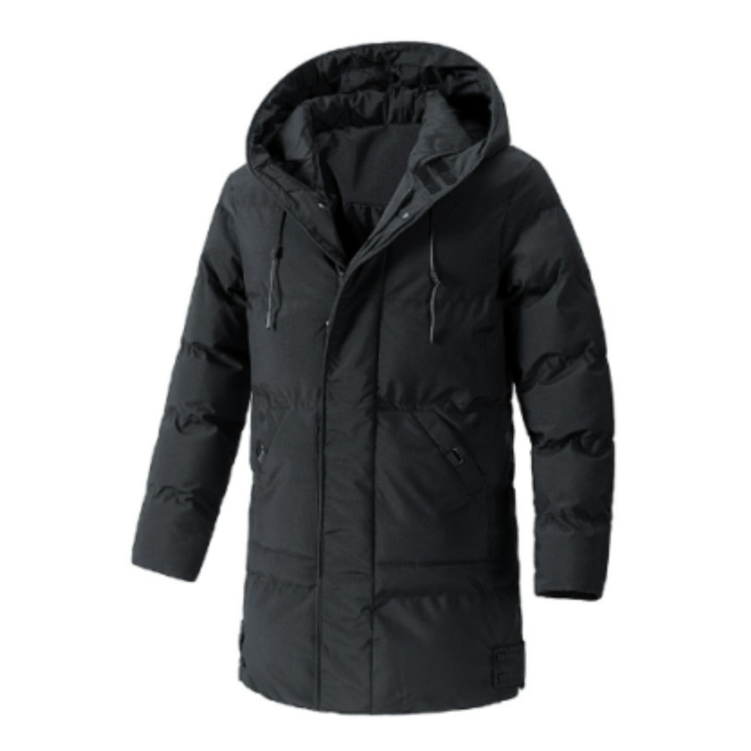 Long hooded winter jacket for men