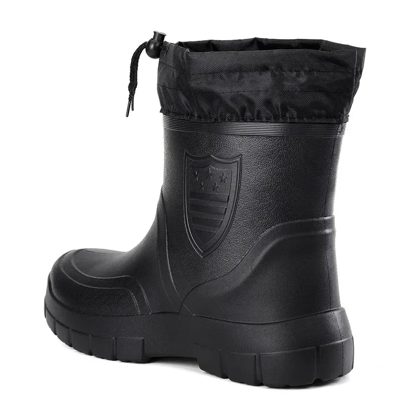 Fleece-lined rain boots for men