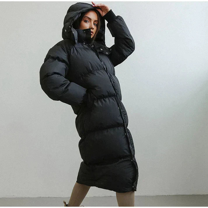 Women’s Puffer Jacket – Oversized Fit – Quilted Insulated – Full Zip High Collar