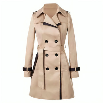Women’s Trench Coat – Tailored Fit – Double-Breasted – Belted Waist – Epaulettes