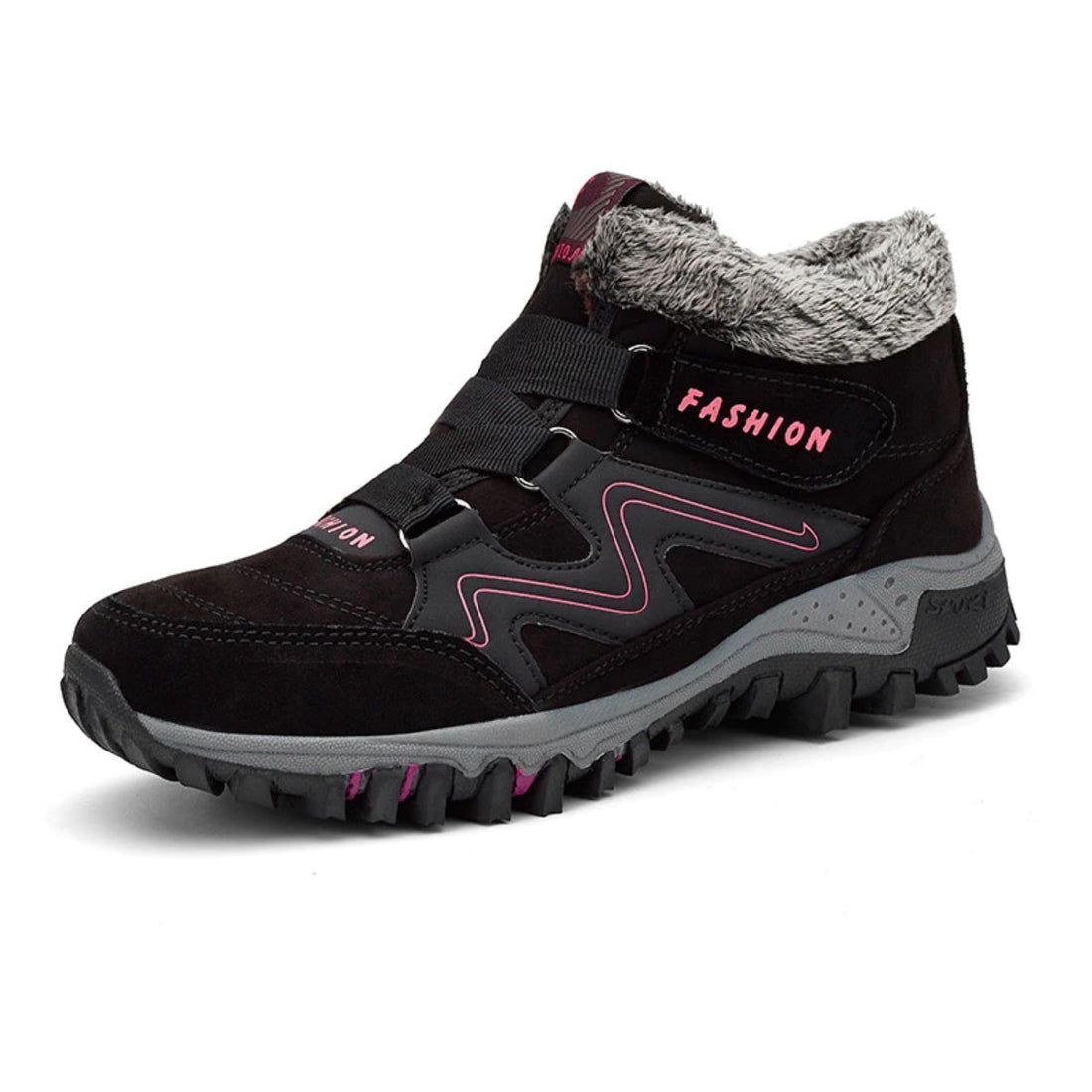 Fur-lined winter hiking shoes for women