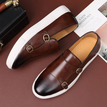 Double buckle slip-on shoes for men