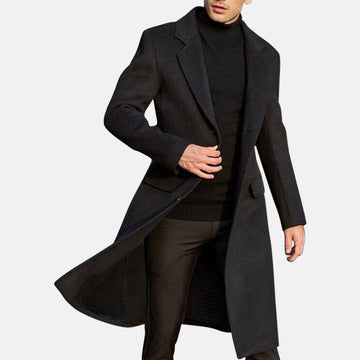 Long sleeve long trench coat for men