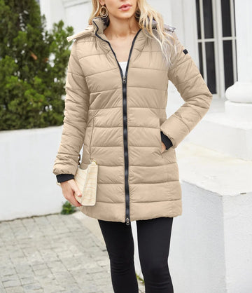 Padded hoodie winter jacket for women