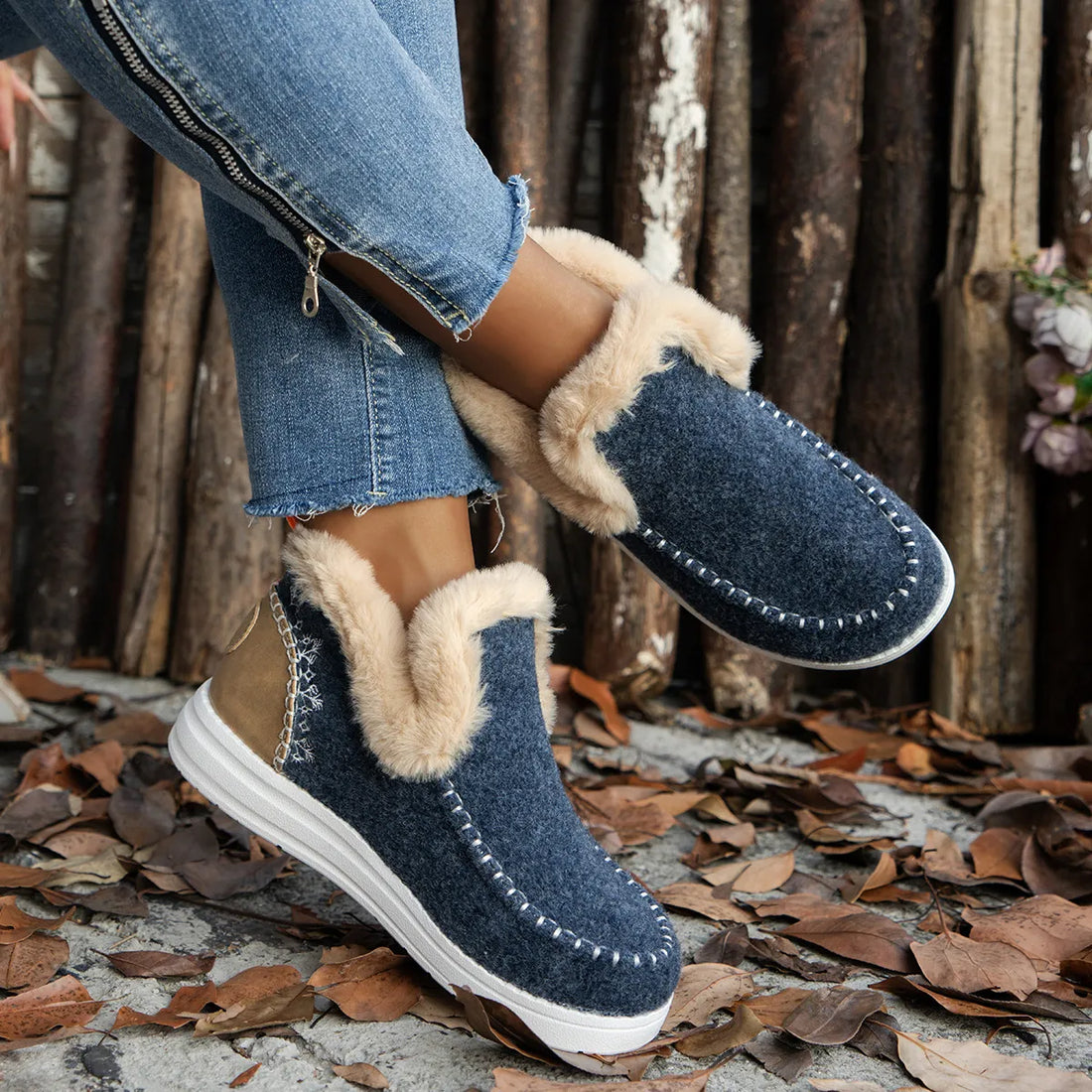 Winter plush lined boots for women