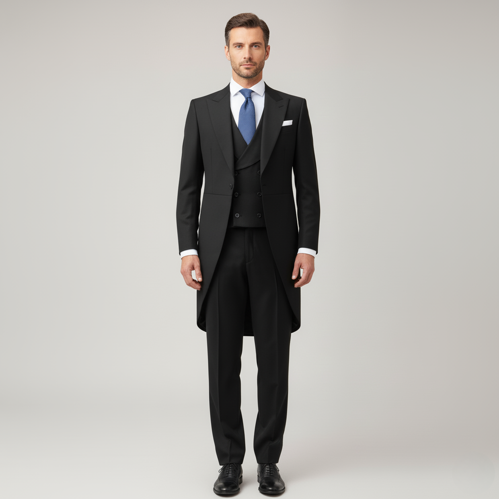 Hugo | Classic Tailcoat Tuxedo | 3-Piece Formal Suit with Vest | Wool-Feel Fabric for Weddings