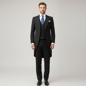 Hugo | Classic Tailcoat Tuxedo | 3-Piece Formal Suit with Vest | Wool-Feel Fabric for Weddings