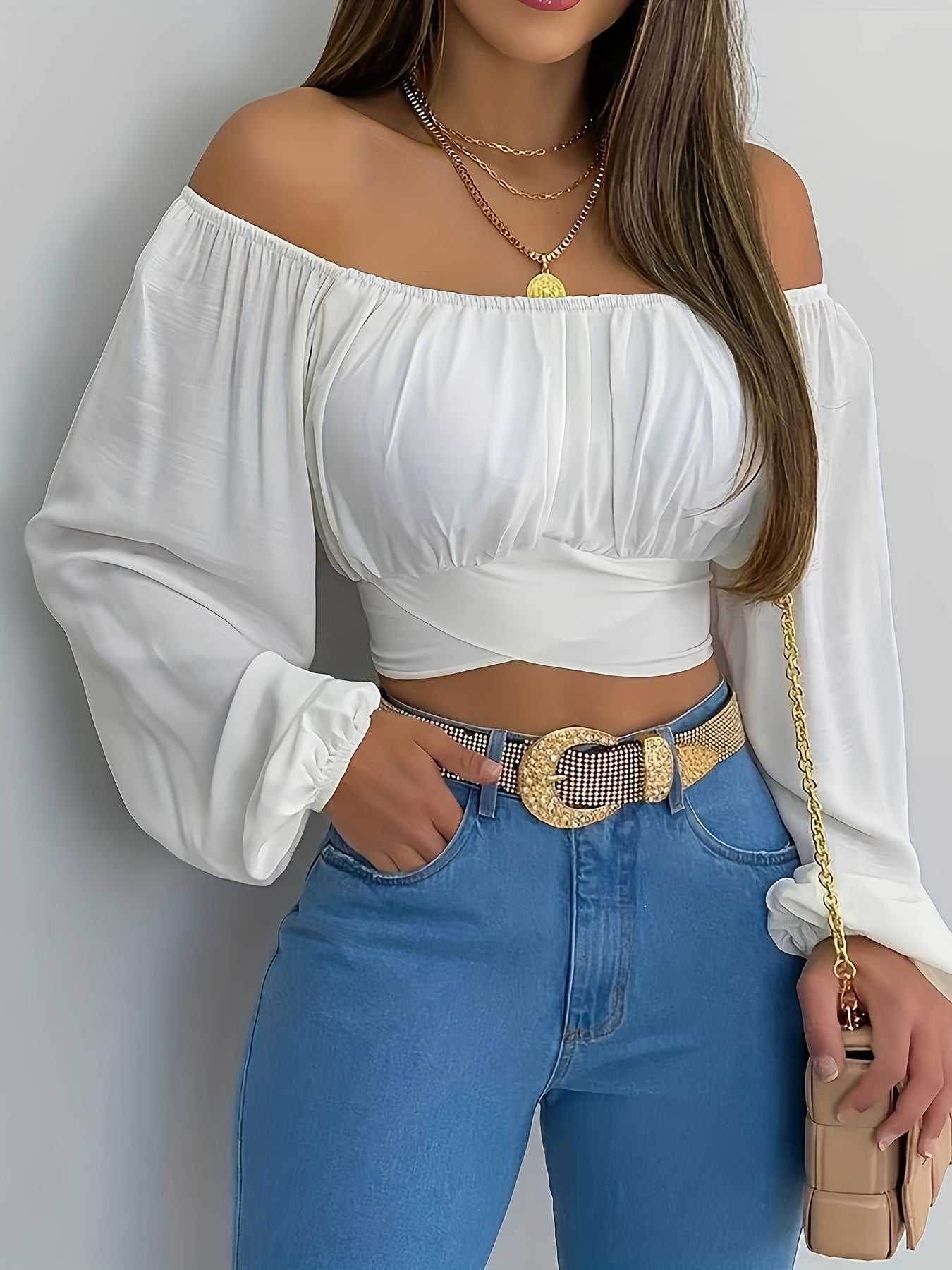 Tie back crop blouse for women