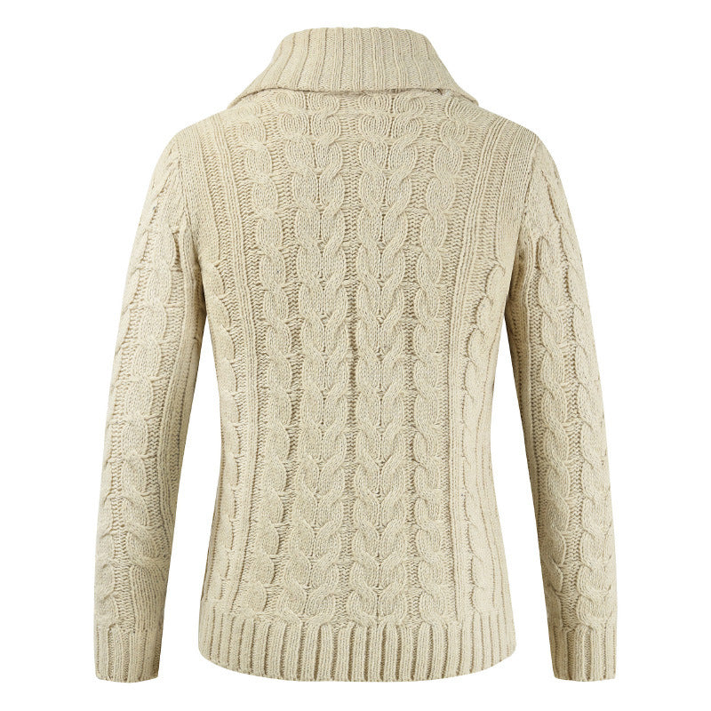 Men's Cardigan - Cable Knit Shawl Collar - Button-Up Design - Warm Cozy Comfort